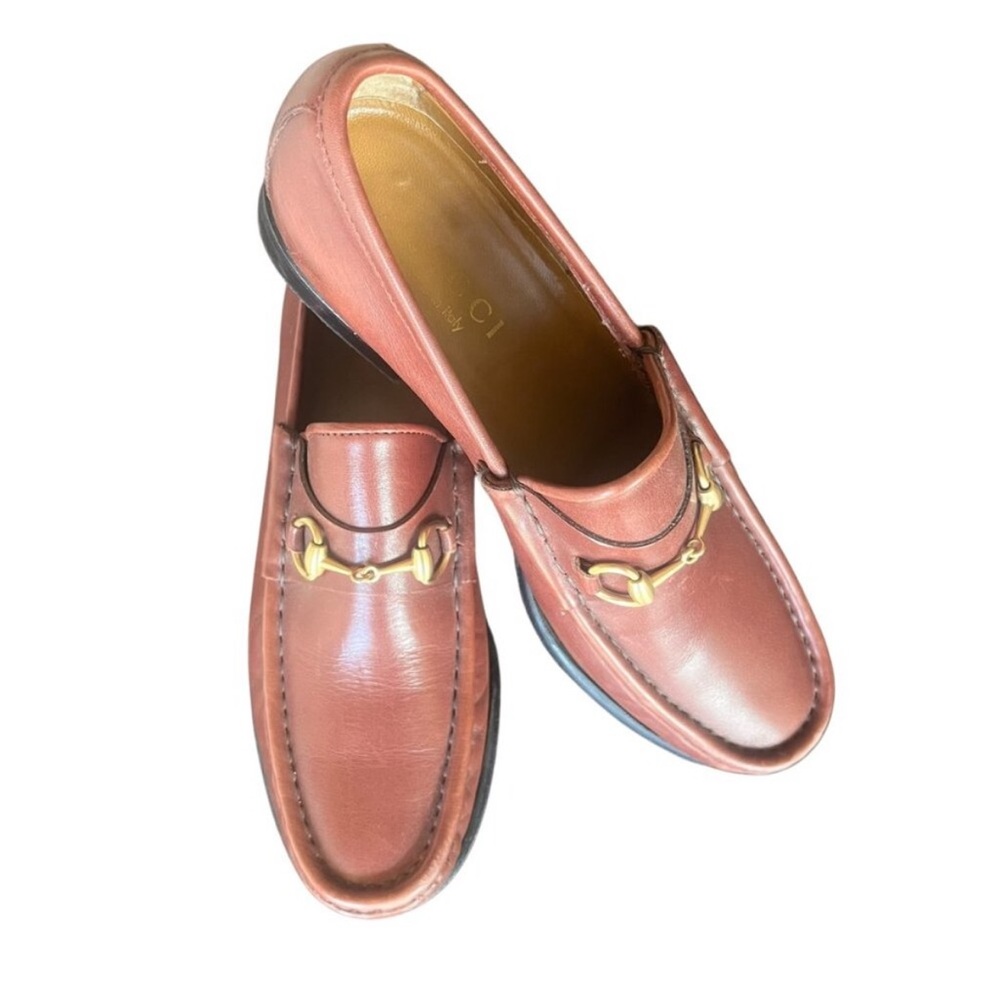 Vintage Gucci 1953 Horsebit Brown Leather Loafers with Gold Accents Size 7 - Picture 8 of 11